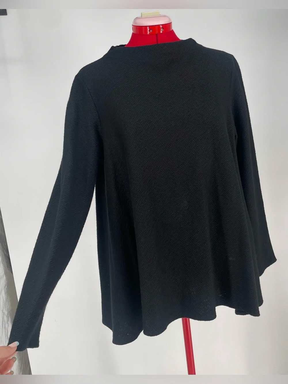 Elemente Clemente Black Swing Style Wool Cotton Blend Sweater Long Sleeve Top